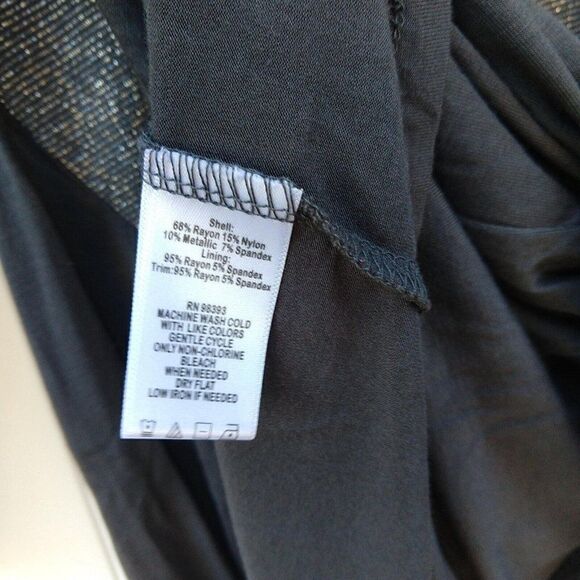 LOGO Lori Goldstein V Neck Metallic Stripe Layered Tunic Top Size S Silver Gray - Picture 4 of 5